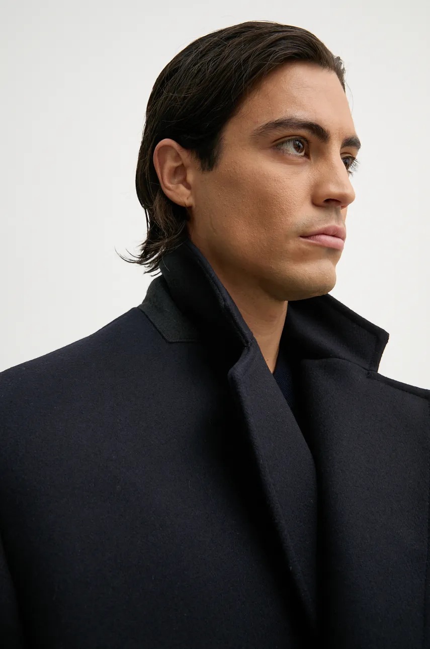 Μάλλινο παλτό Y/Project DOUBLE FRONT COAT χρώμα: ναυτικό μπλε, 201CO006 φωτογραφία