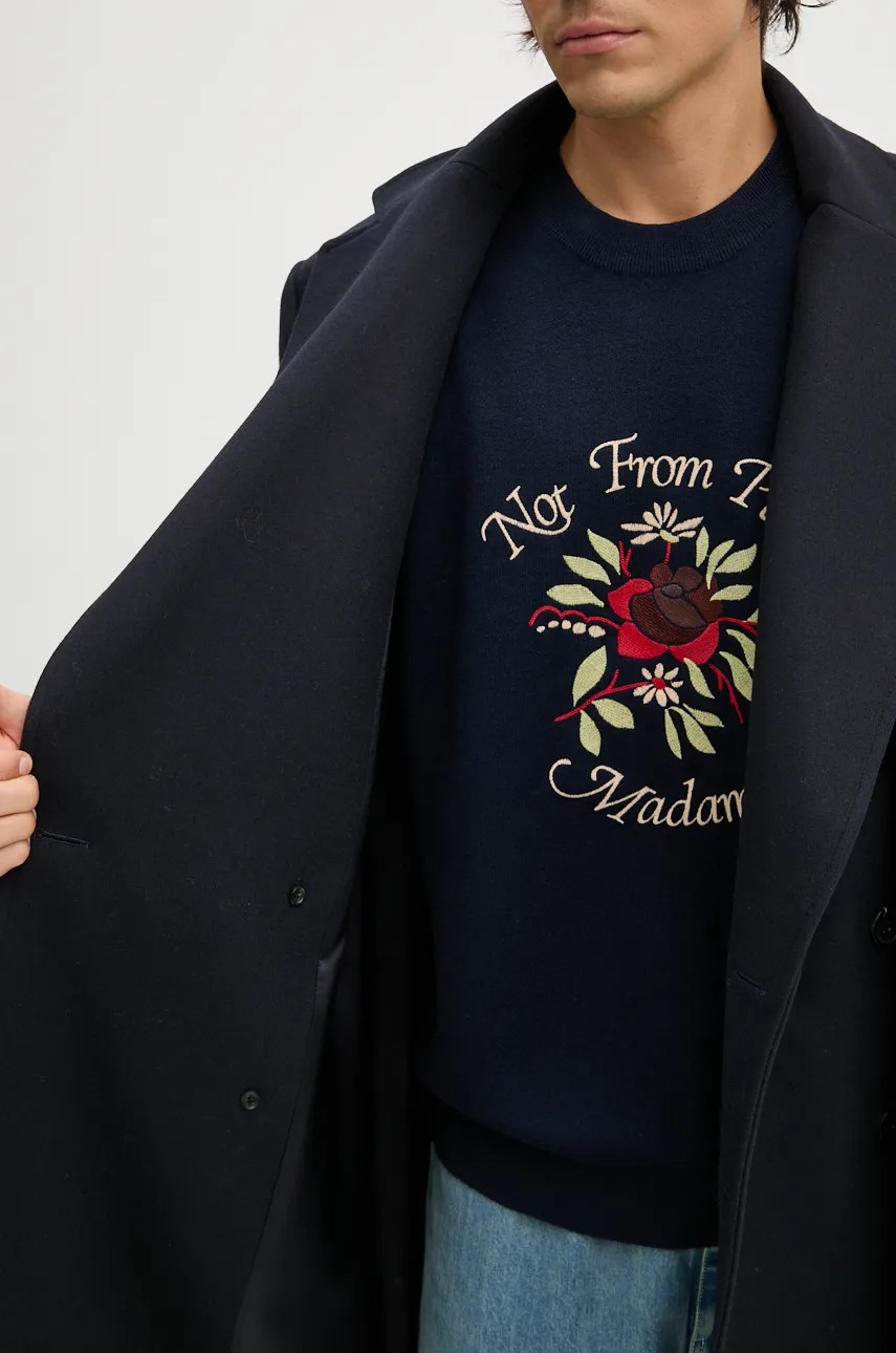 Μάλλινο παλτό Y/Project DOUBLE FRONT COAT χρώμα: ναυτικό μπλε, 201CO006 φωτογραφία