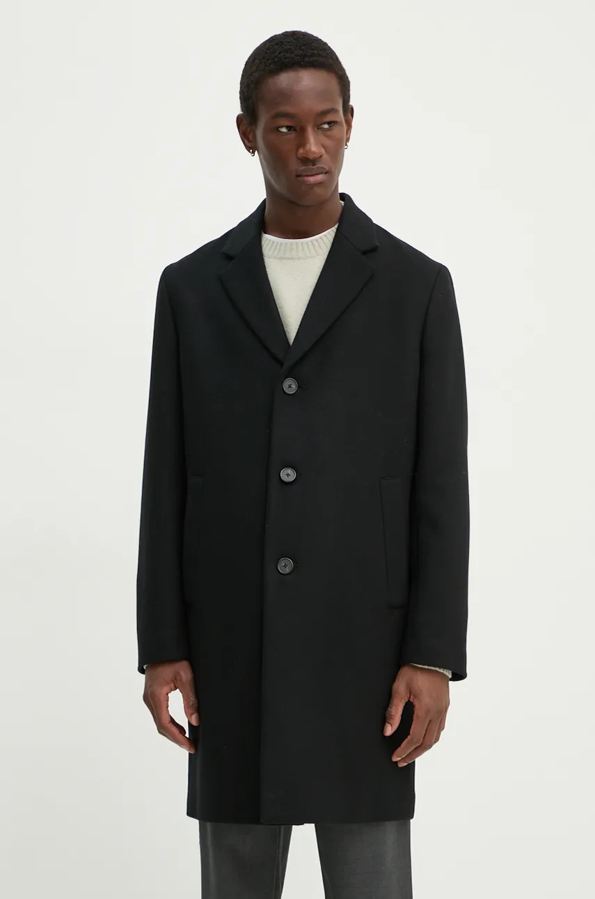 Μάλλινο παλτό Theory χρώμα: μαύρο, O0971405 φωτογραφία