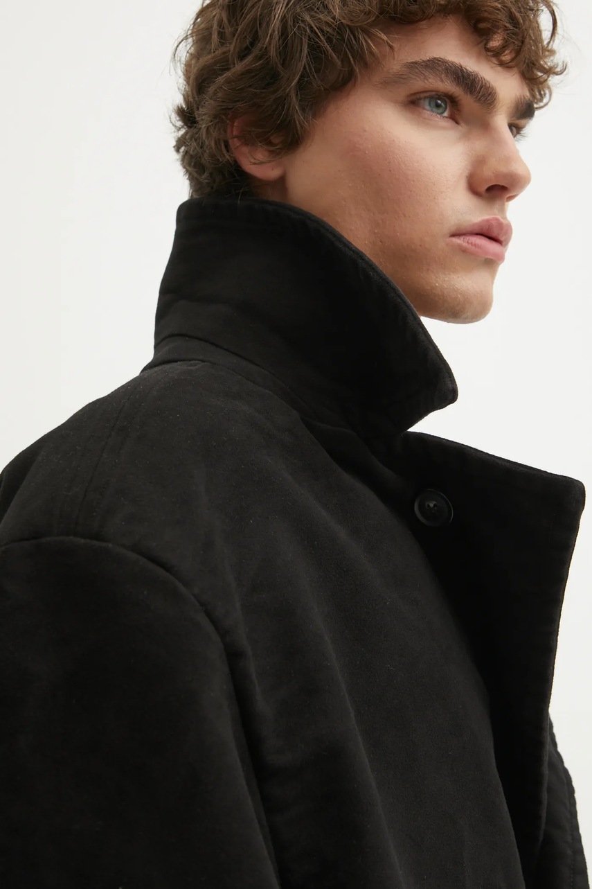 Βαμβακερό παλτό BLUEMARBLE χρώμα: μαύρο, CO34.MO01B24 φωτογραφία