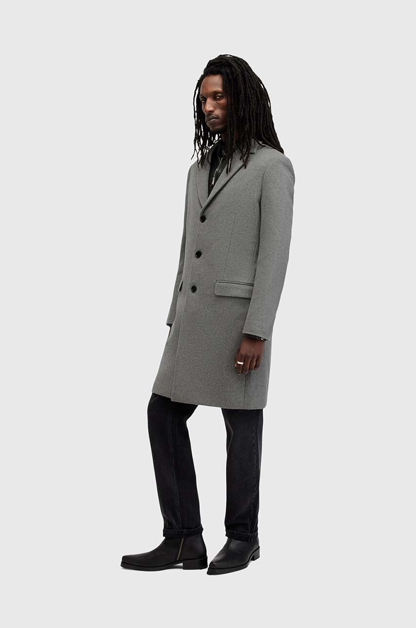Пальто з домішкою вовни AllSaints HAL COAT колір сірий перехідне M005OZ 
