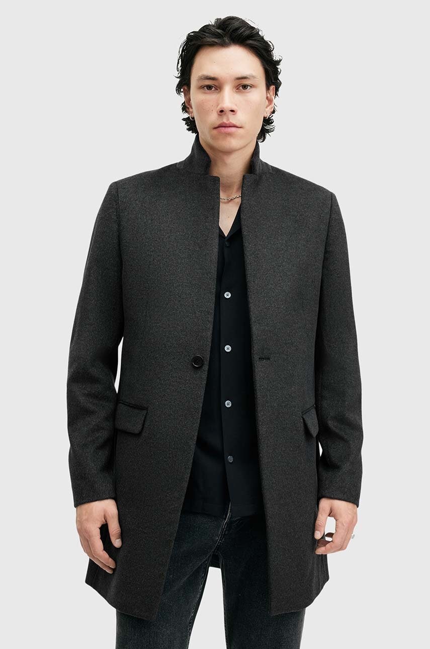 AllSaints palton din lana HARGROVE COAT culoarea verde, de tranzitie, M038OB AllSaints palton din lana HARGROVE COAT culoarea verde, de tranzitie, M038OB