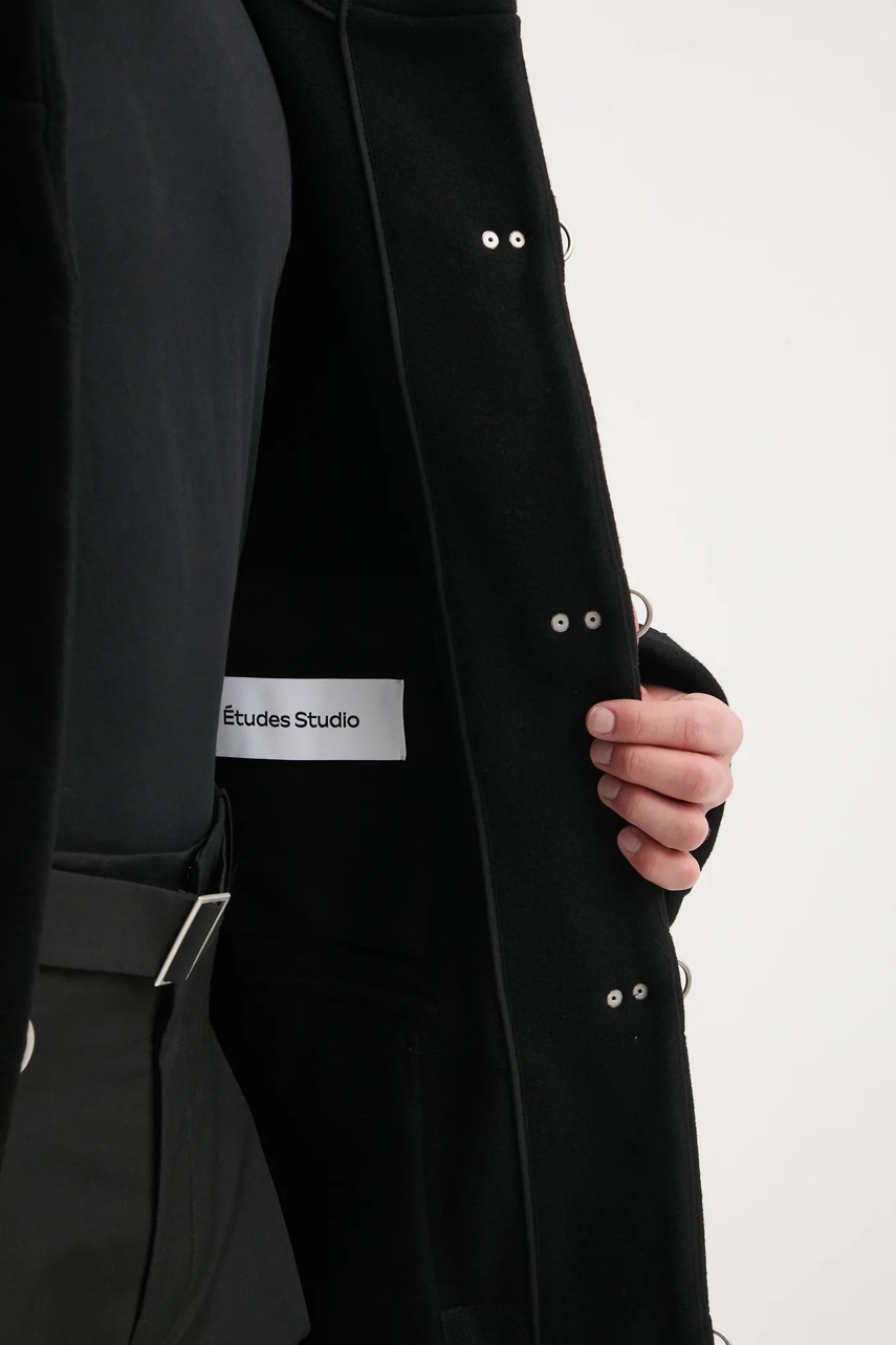 Μάλλινο παλτό Études Studio χρώμα: μαύρο, H24MMOUT780 φωτογραφία