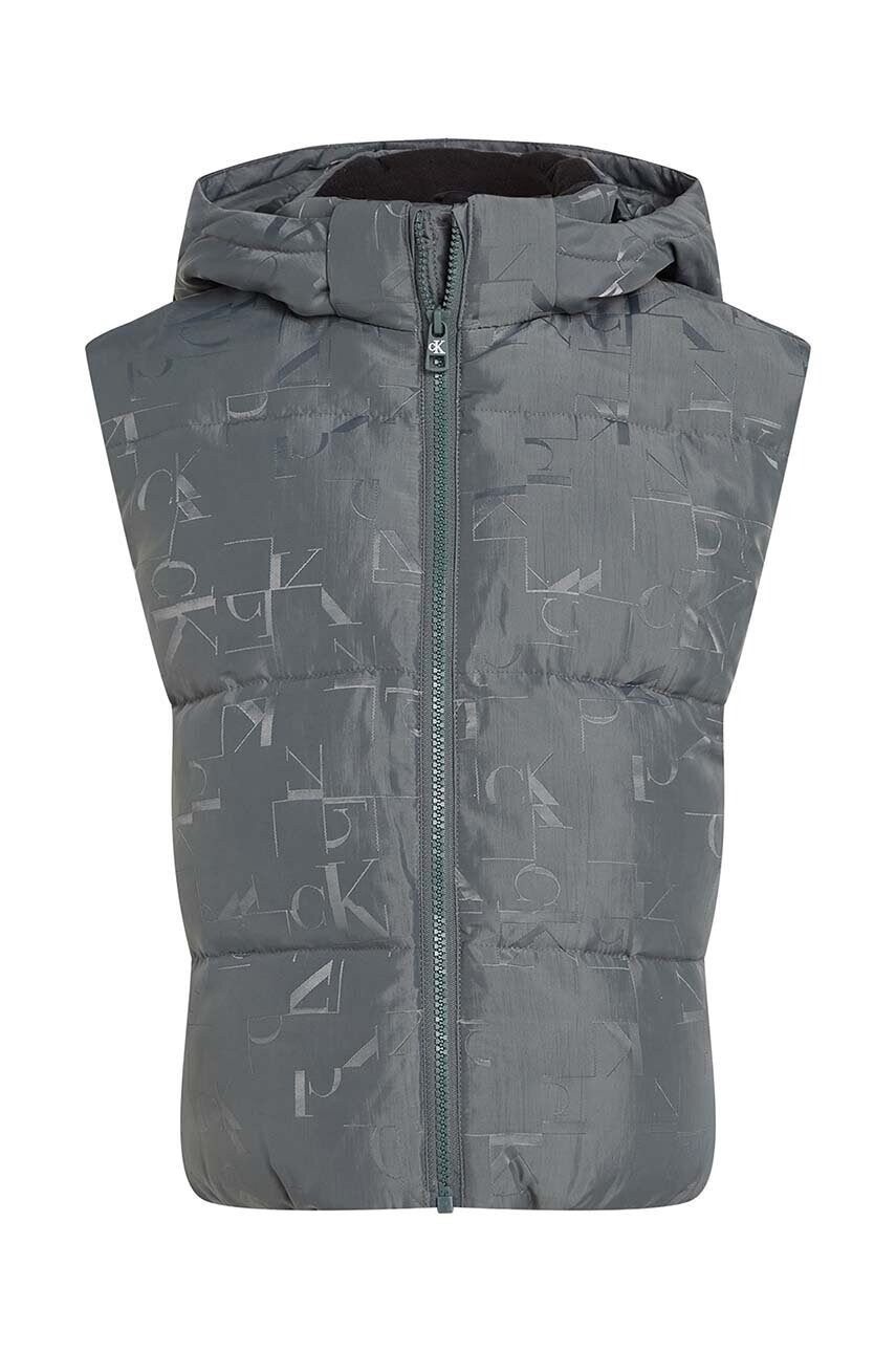 Levně Dětská vesta Calvin Klein Jeans šedá barva, IB0IB02169