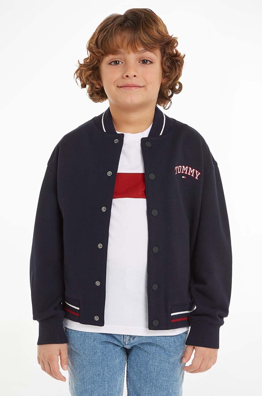 Levně Dětská bomber bunda Tommy Hilfiger tmavomodrá barva, KS0KS00570