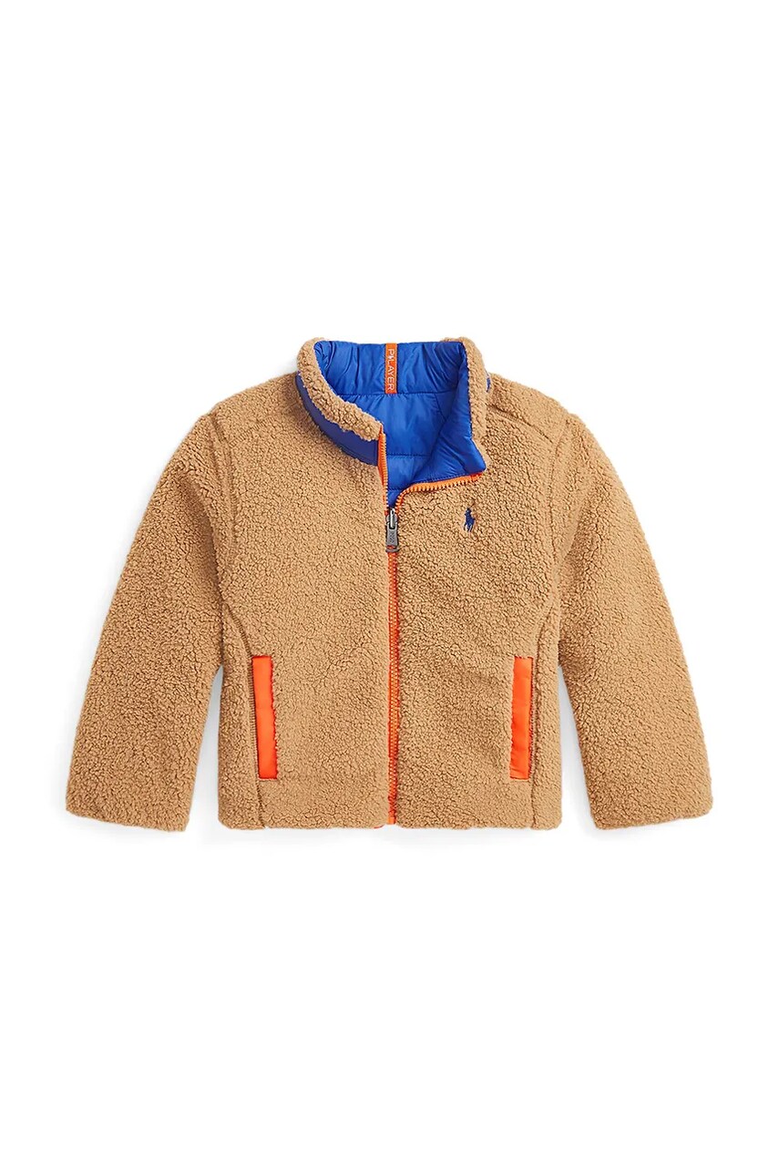 Levně Dětská oboustranná bunda Polo Ralph Lauren hnědá barva, 322949927001