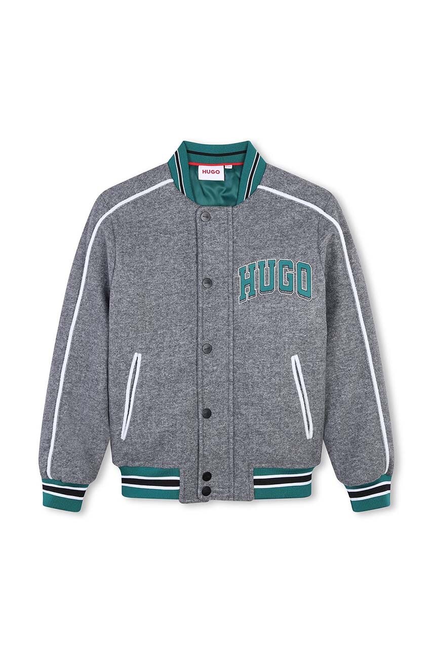 Детская куртка-бомбер HUGO цвет серый G00203 в Сумах Детская куртка-бомбер HUGO цвет серый G00203 в Сумах