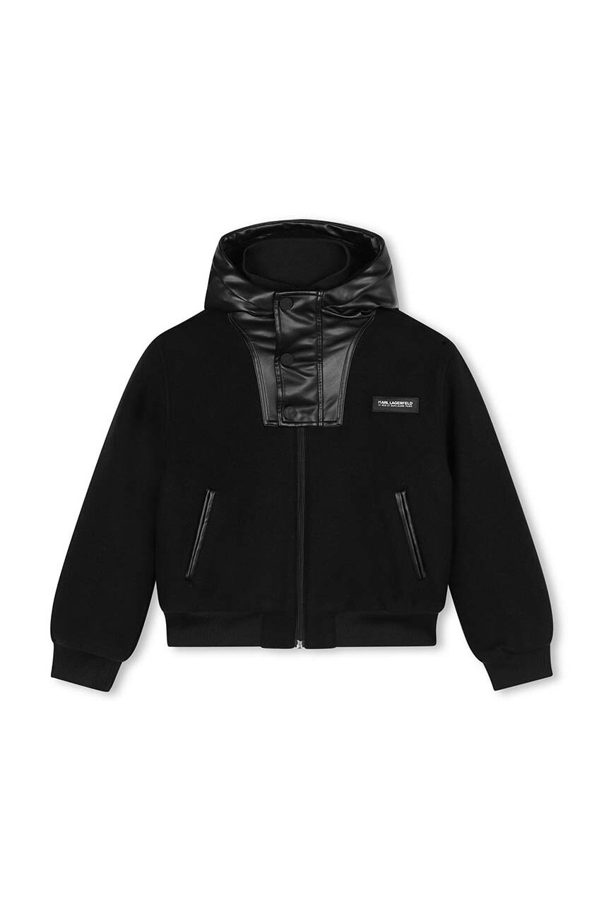 Karl Lagerfeld jachetă pentru copii din amestec de lână culoarea negru, Z30271 Karl Lagerfeld jachetă pentru copii din amestec de lână culoarea negru, Z30271