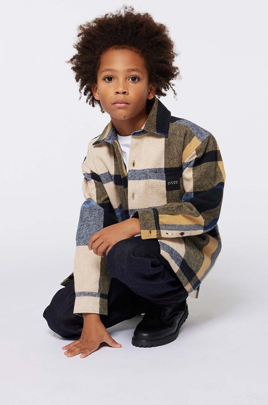 

Детска памучна риза BOSS в бежово J51129, Бежов