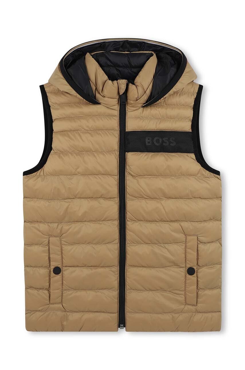BOSS vesta cu doua fete pentru copii culoarea bej, J51234