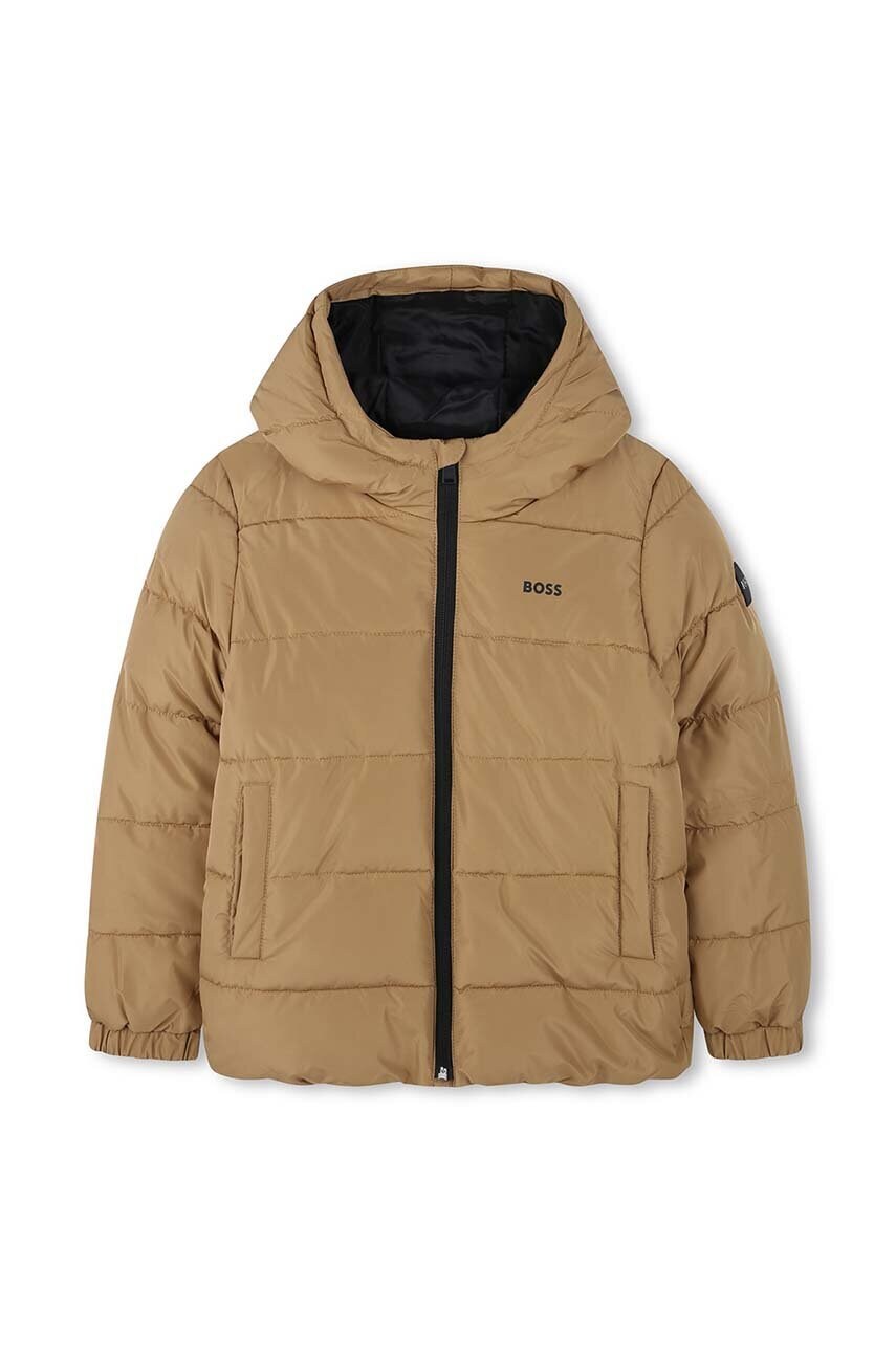 BOSS geaca copii culoarea bej, J51237