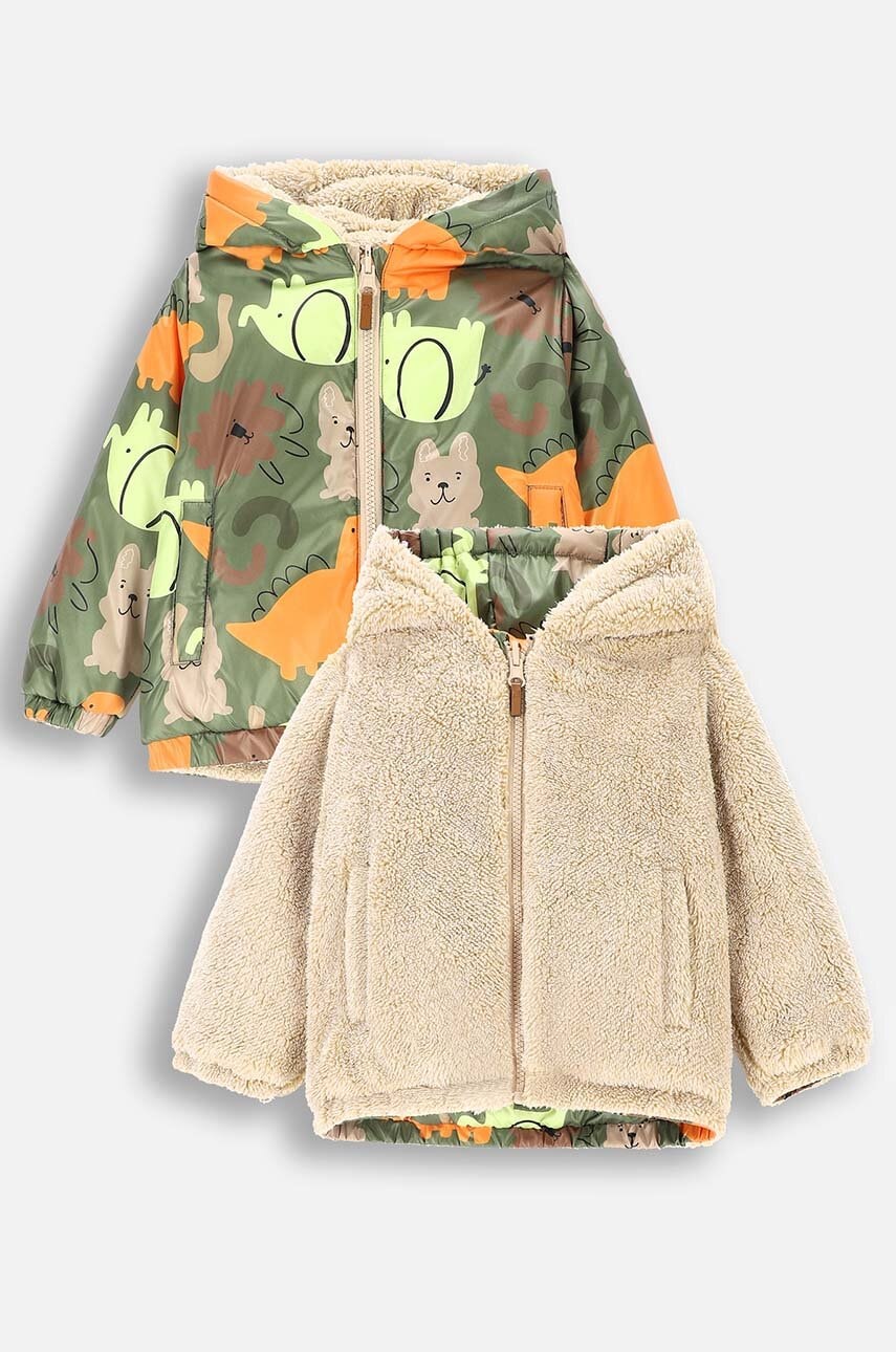 Coccodrillo geacă reversibilă pentru copii culoarea verde, SMILE BOY NEWBORN Coccodrillo geacă reversibilă pentru copii culoarea verde, SMILE BOY NEWBORN