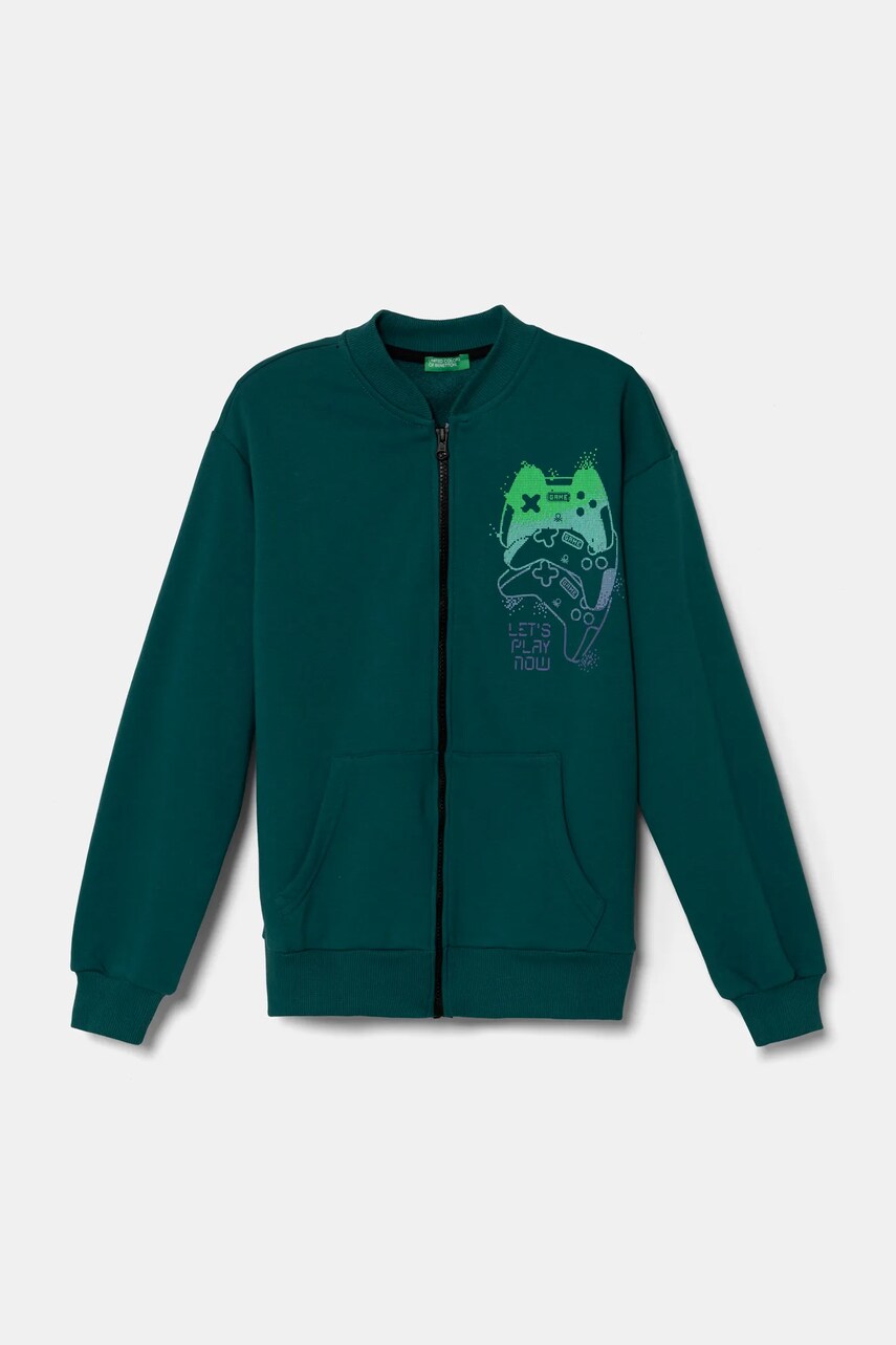 United Colors of Benetton bluza copii culoarea verde, melanj, 3PANC504M