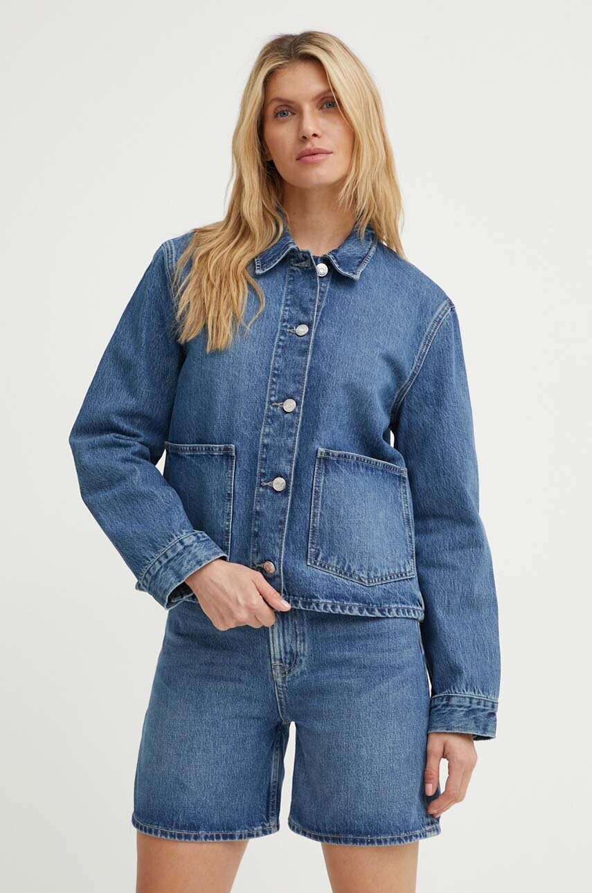 Samsoe Samsoe geacă din denim SANADINA femei, de tranziție, oversized, F24100044