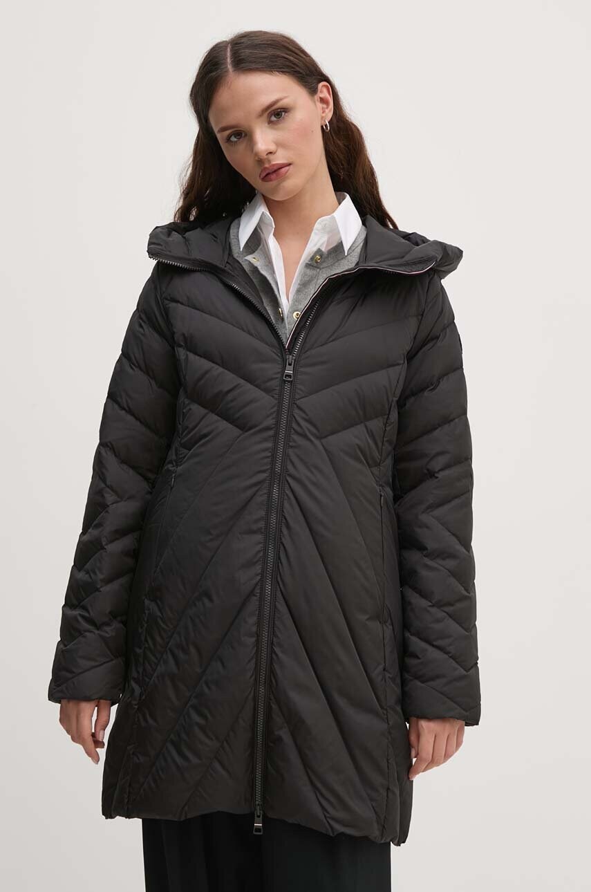 Levně Péřová bunda Tommy Hilfiger dámská, černá barva, přechodná, WW0WW42622