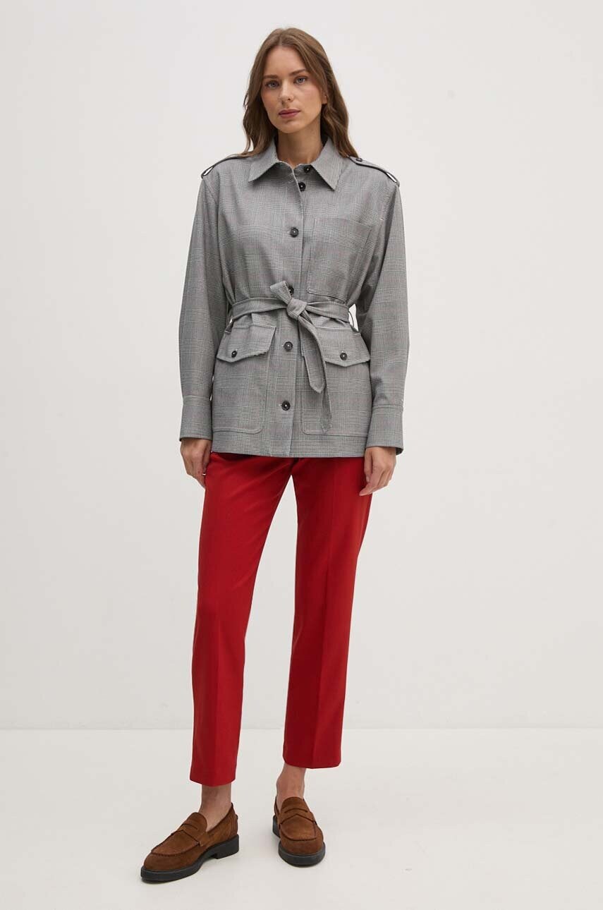 Levně Bunda Tommy Hilfiger dámská, šedá barva, přechodná, oversize, WW0WW43316