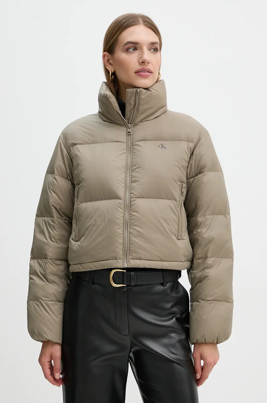 Levně Péřová bunda Calvin Klein Jeans dámská, černá barva, zimní, oversize, J20J223577