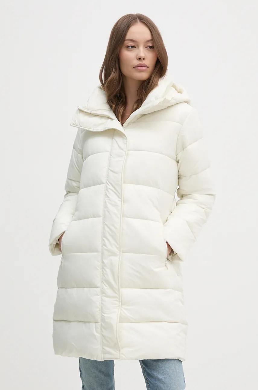 Levně Bunda Calvin Klein Jeans dámská, bílá barva, zimní, J20J223578
