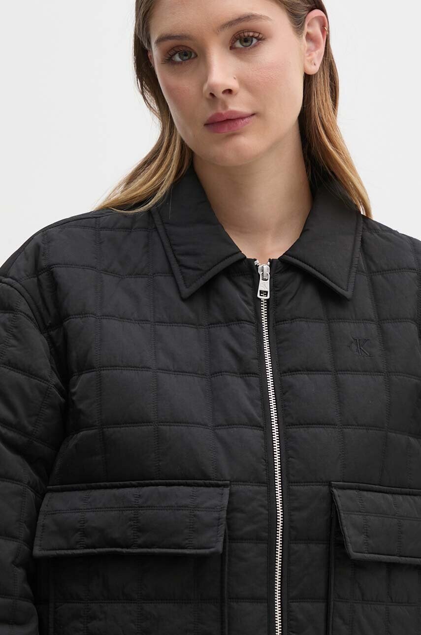 Levně Bunda Calvin Klein Jeans dámská, černá barva, přechodná, J20J223568
