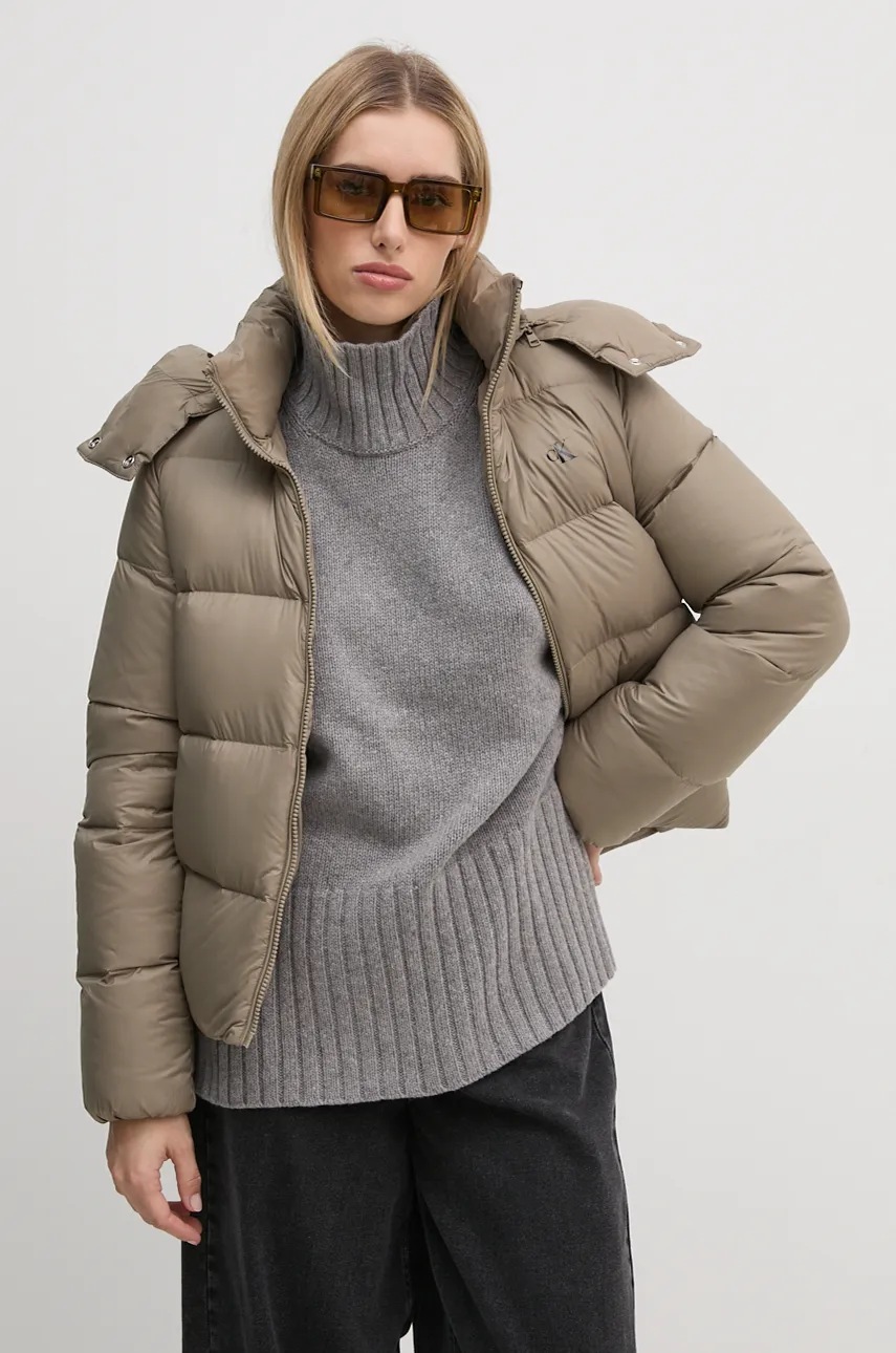

Пухено яке Calvin Klein Jeans в зелено зимен модел J20J223571, Зелен