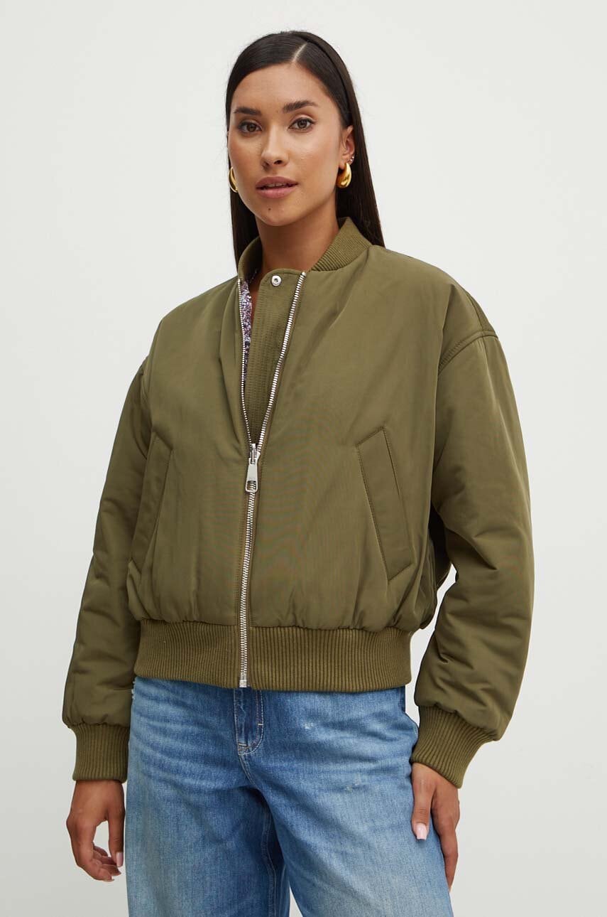 Boss Orange geaca bomber cu doua fete femei, culoarea verde, de iarna, oversize, 50521621 Boss Orange geaca bomber cu doua fete femei, culoarea verde, de iarna, oversize, 50521621