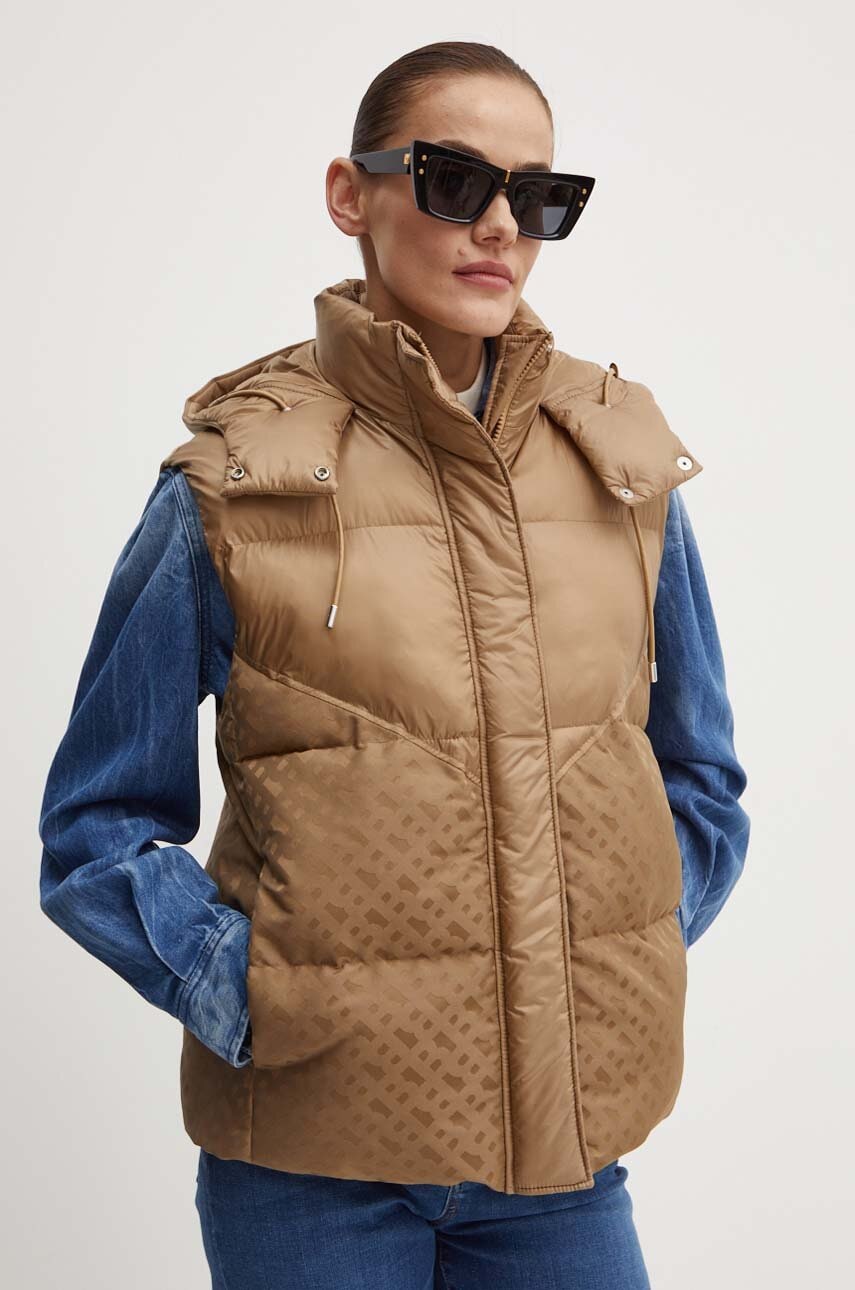 BOSS vesta femei, culoarea bej, de iarna, 50518344