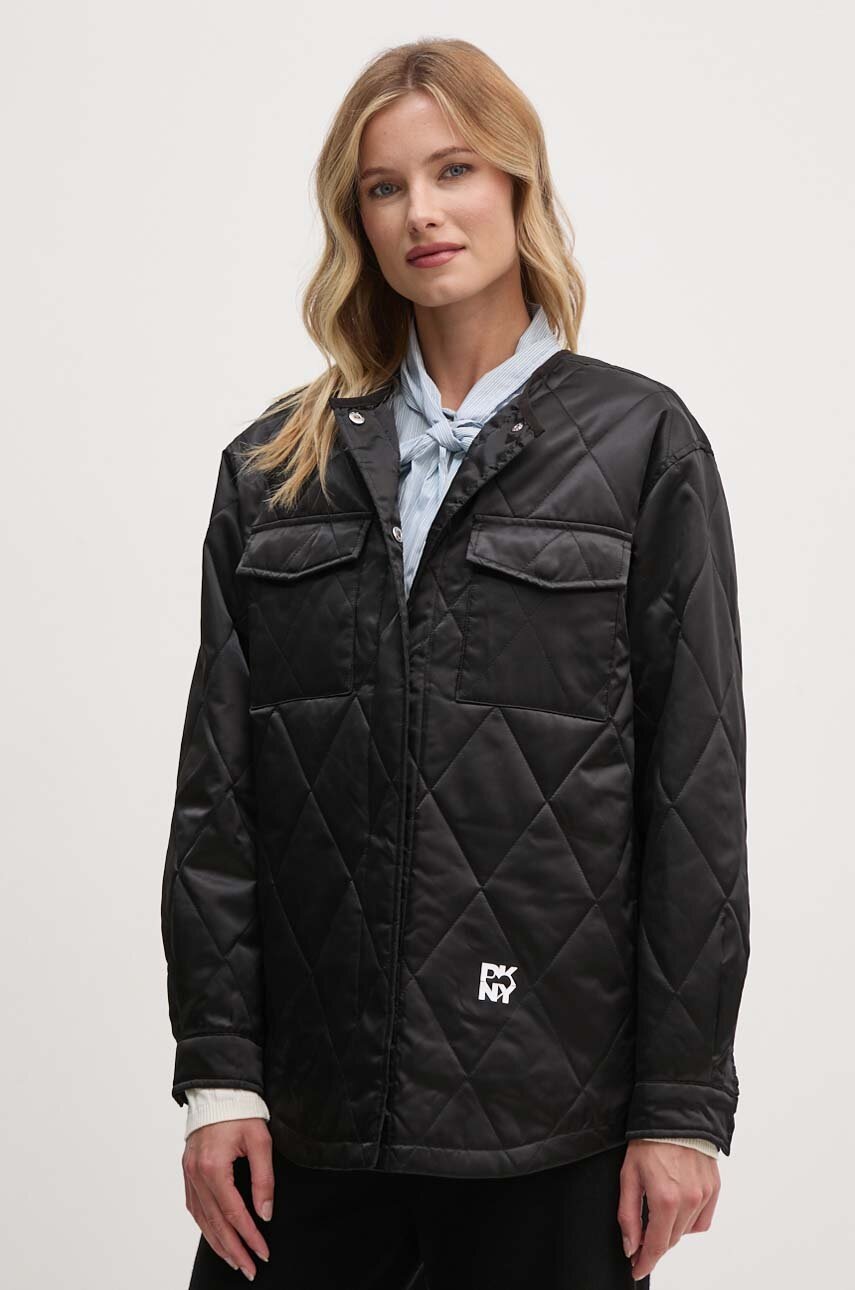 Dkny geaca femei, culoarea negru, de tranzitie, oversize, D2B4A112