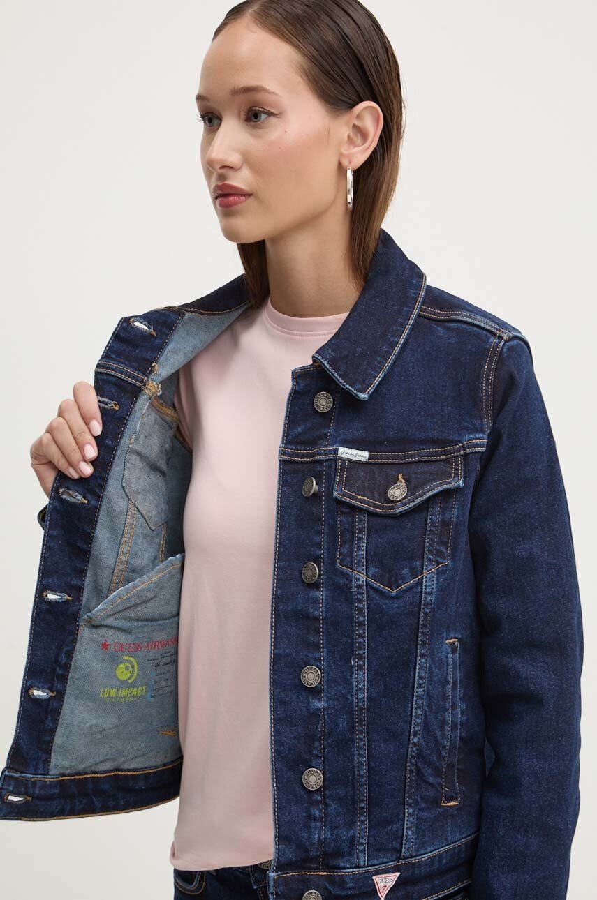 Τζιν μπουφάν Guess Jeans χρώμα: ναυτικό μπλε, W4YN55 D5CB1 φωτογραφία