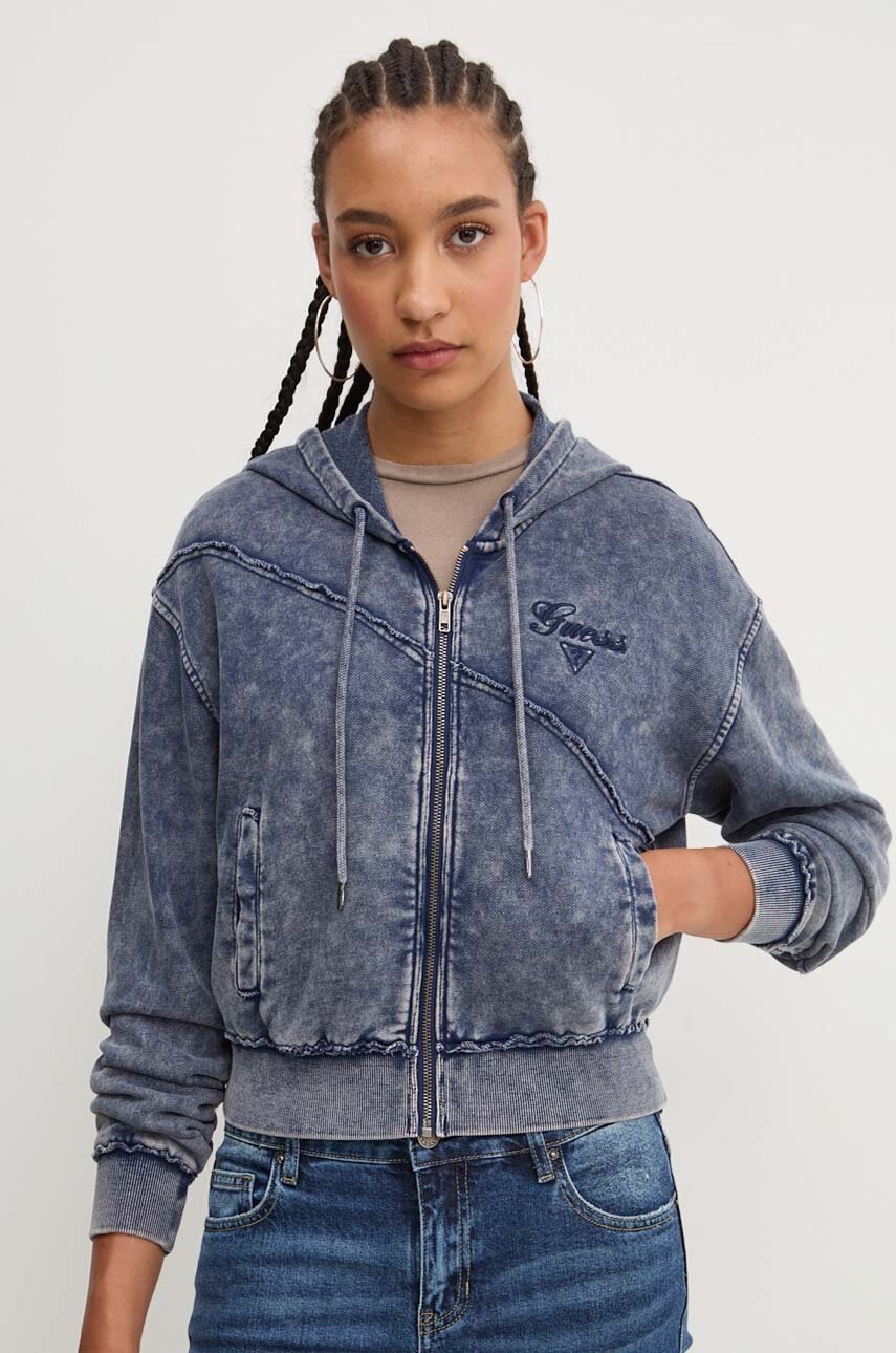 

Суичър Guess Originals в синьо с качулка с десен W4YQ30 KBRL1, Син