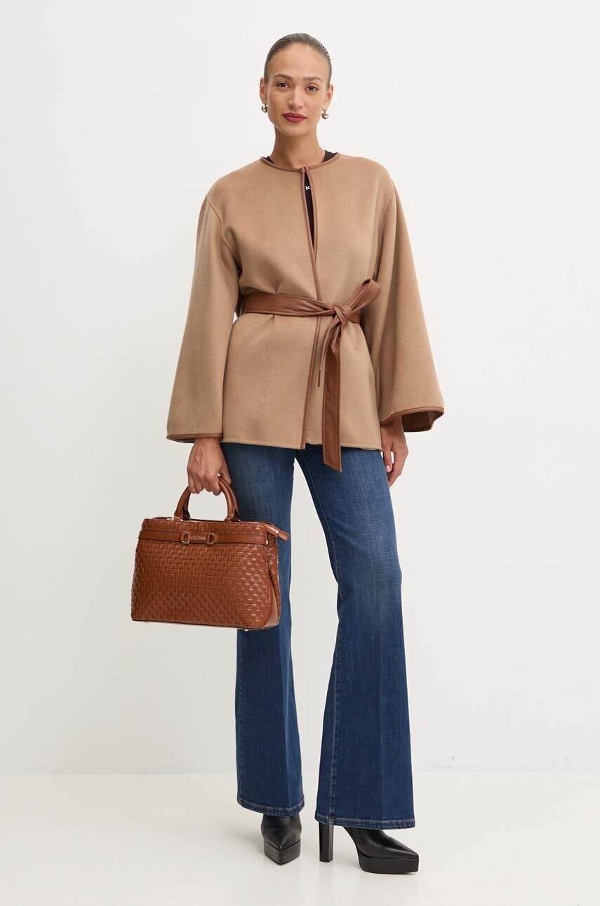

Вълнено яке Marciano Guess CORINNE в кафяво преходен модел 4YGL10 7125A, Кафяв
