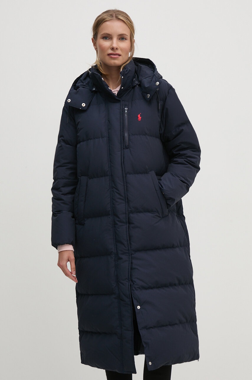 

Пухено яке Polo Ralph Lauren в тъмносиньо зимен модел 211941005, Тъмносин
