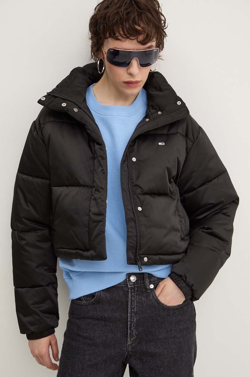 Tommy Jeans geaca femei, culoarea negru, de iarna, DW0DW18292 Tommy Jeans geaca femei, culoarea negru, de iarna, DW0DW18292