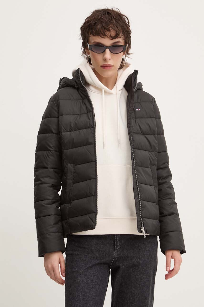 Tommy Jeans geaca femei, culoarea negru, de iarna, DW0DW18311