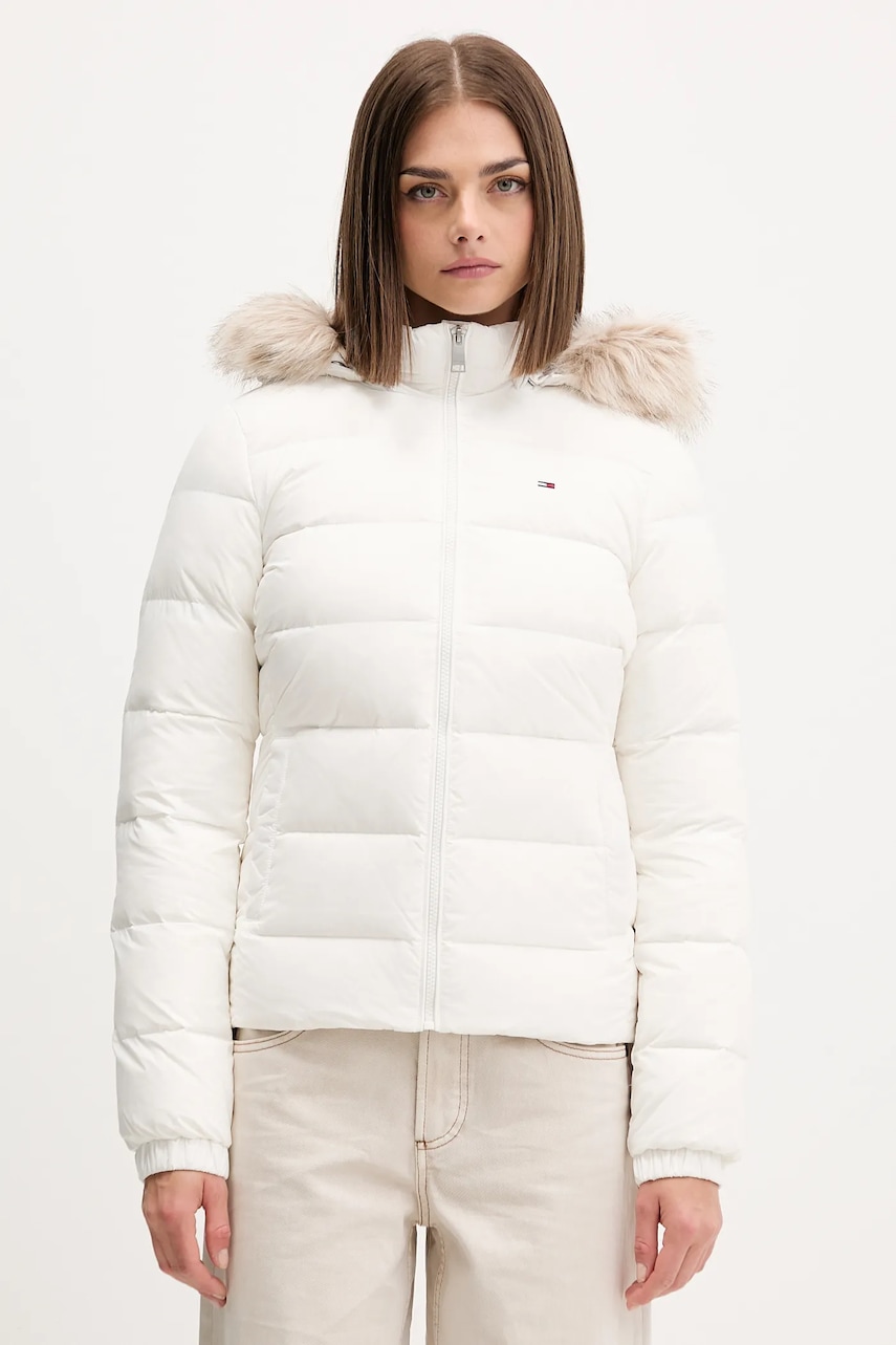 Tommy Jeans geacă de puf culoarea bej, DW0DW18312