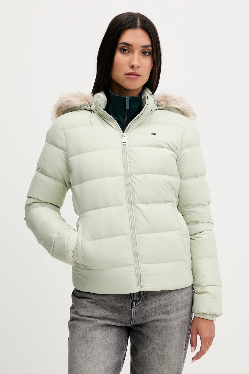 Tommy Jeans geacă de puf culoarea bej, DW0DW18312