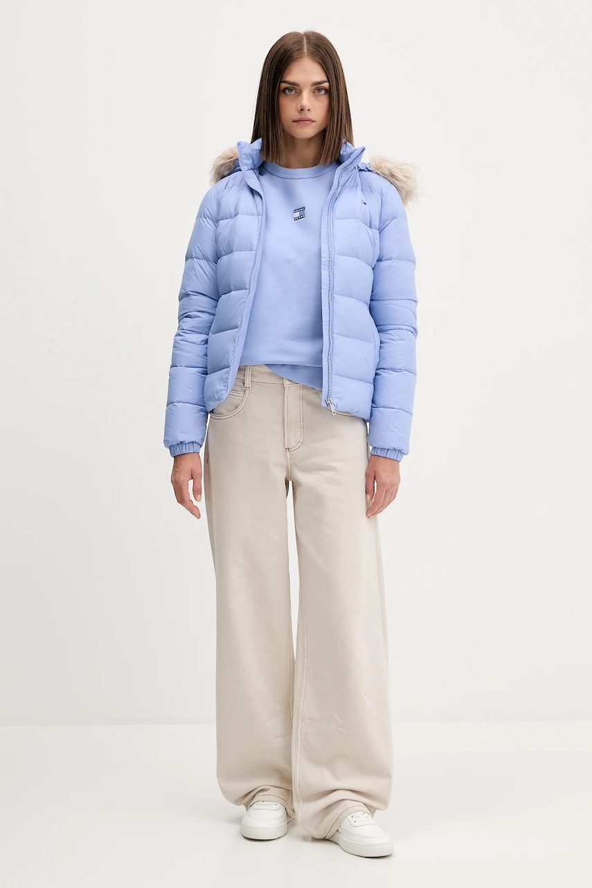 Пуховая куртка Tommy Jeans цвет бежевый DW0DW18312 Пуховая куртка Tommy Jeans цвет бежевый DW0DW18312