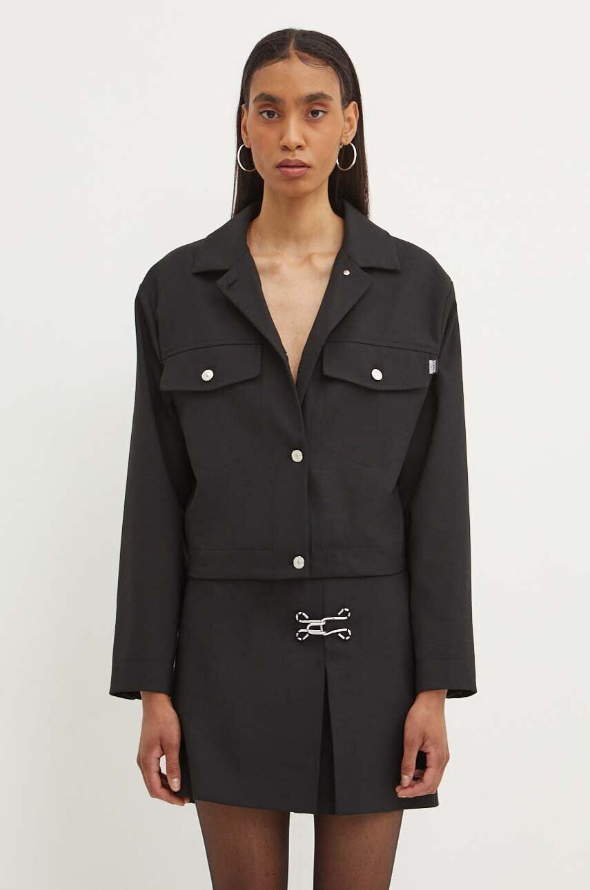 Moschino Jeans geaca din amestec de lana culoarea negru, de tranzitie, 0506.8226