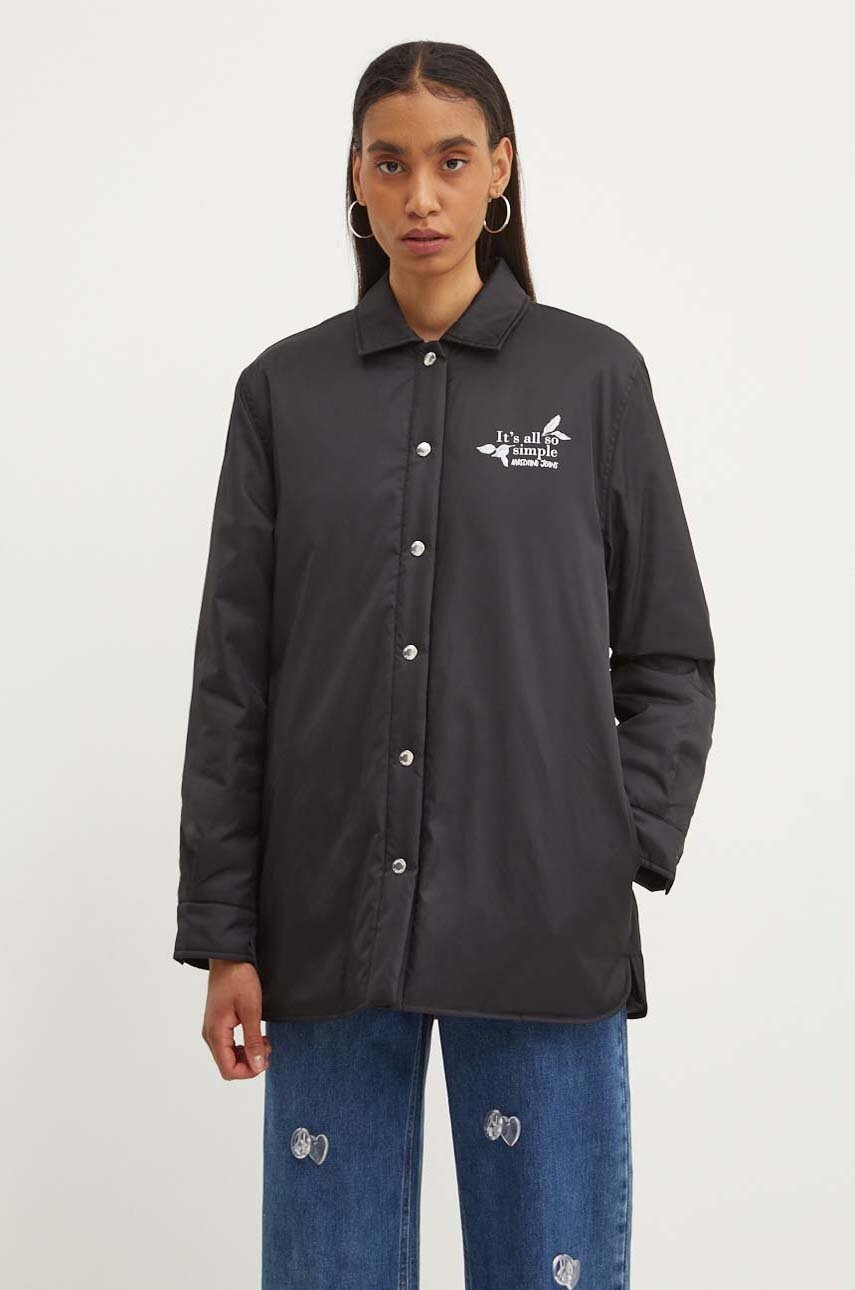 Moschino Jeans geaca femei, culoarea negru, de tranzitie, 0608.8217