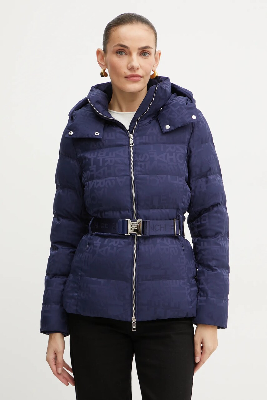 Elisabetta Franchi geaca femei, culoarea albastru marin, de iarna, PI70D46E2 Elisabetta Franchi geaca femei, culoarea albastru marin, de iarna, PI70D46E2