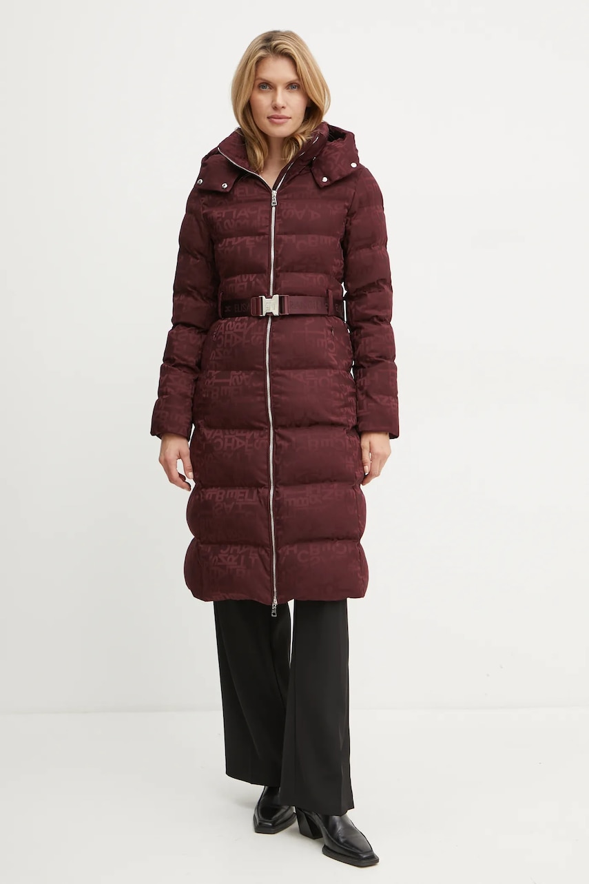 Elisabetta Franchi geaca femei, culoarea bordo, de iarna, PI71D46E2 Elisabetta Franchi geaca femei, culoarea bordo, de iarna, PI71D46E2
