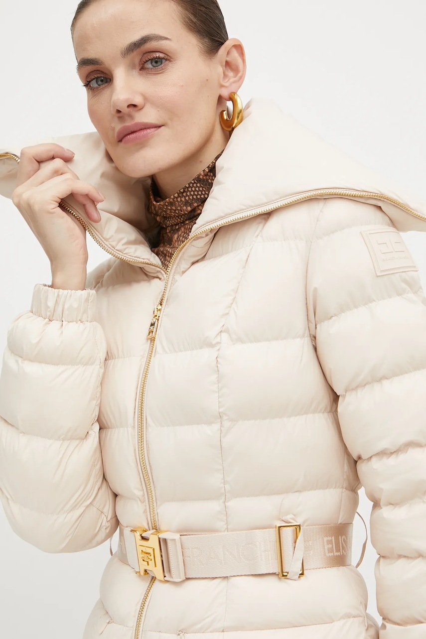 Куртка Elisabetta Franchi жіноча колір бежевий зимова PI76D46E2 