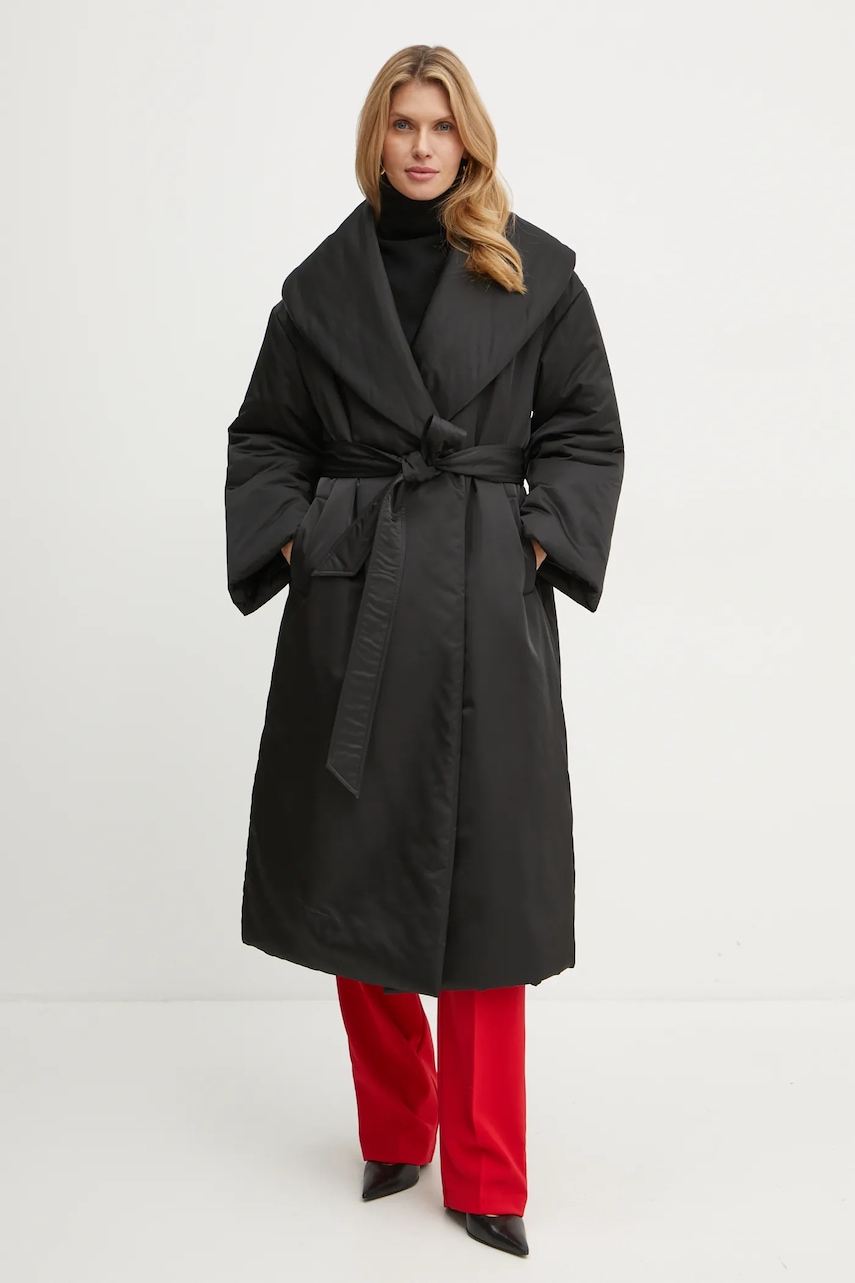 Elisabetta Franchi geaca femei, culoarea negru, de tranzitie, PI78H46E2