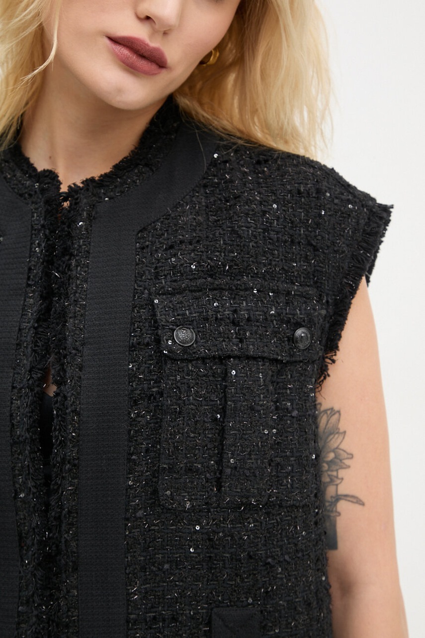 Безрукавка The Kooples жіноча колір чорний перехідна FVES29010K 