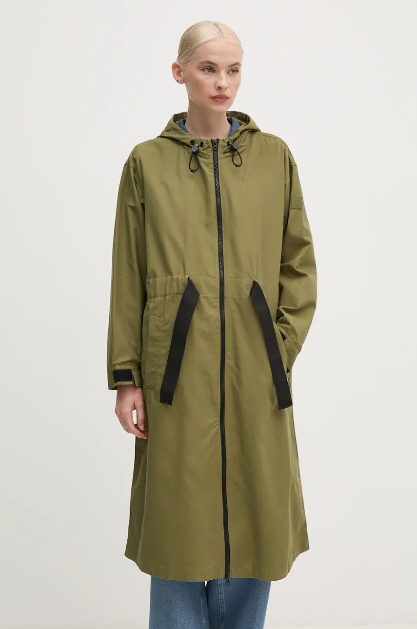United Colors of Benetton hanorac femei, culoarea verde, de tranzitie, oversize, 2XLTDN002