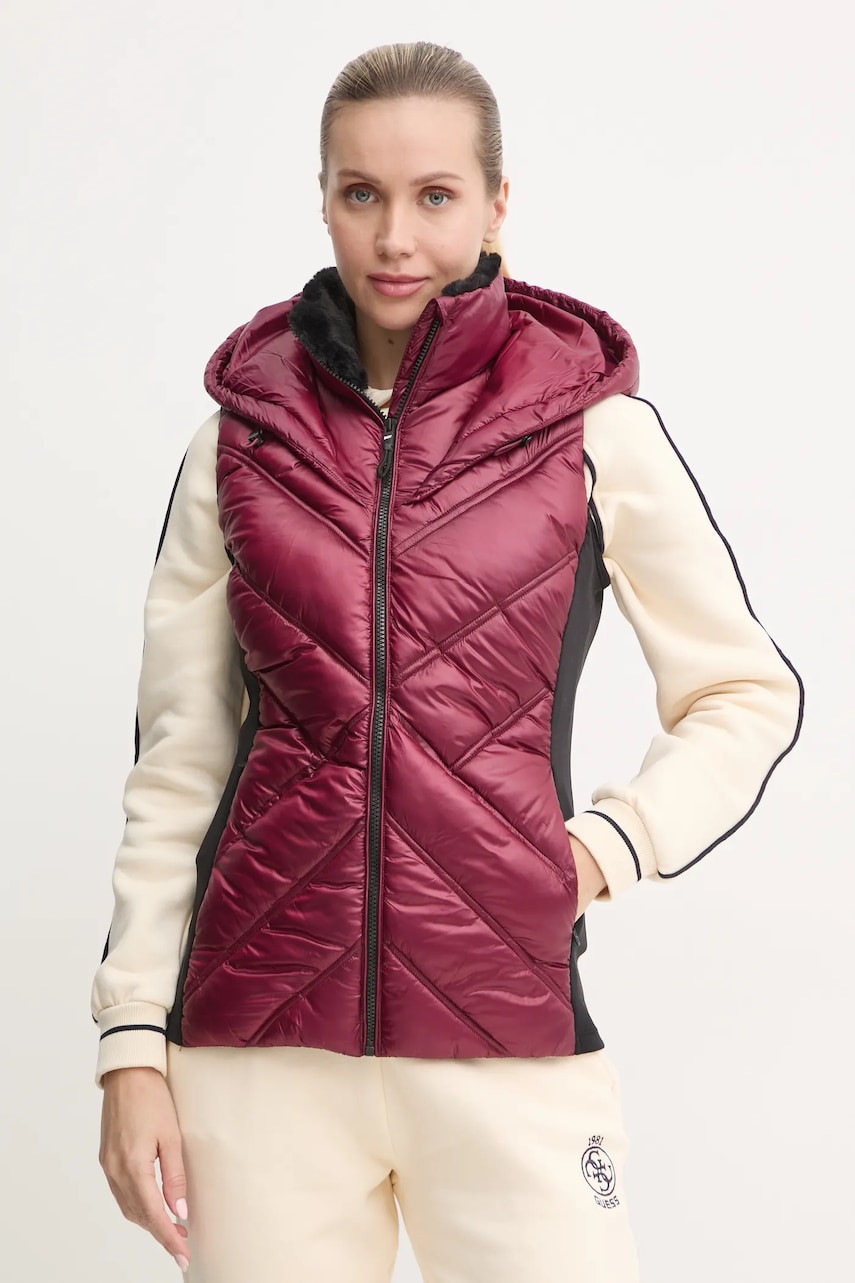 Dkny vesta femei, culoarea bordo, de iarna, DP4V3157