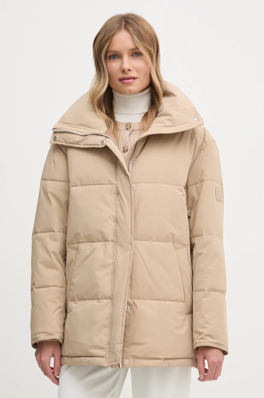 Dkny geaca femei, culoarea bej, de iarna, oversize, D2G4A179