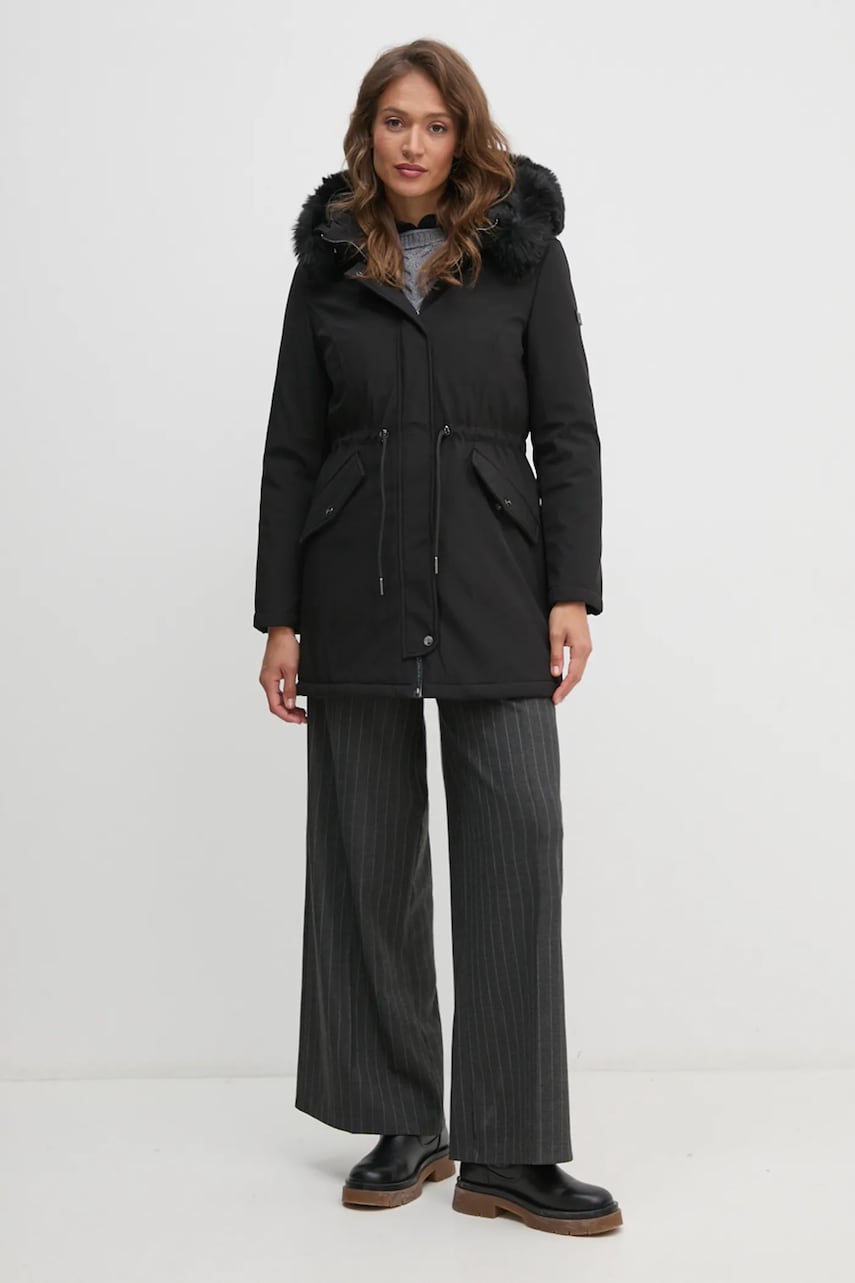 Dkny hanorac femei, culoarea negru, de iarna, DLEMPT22