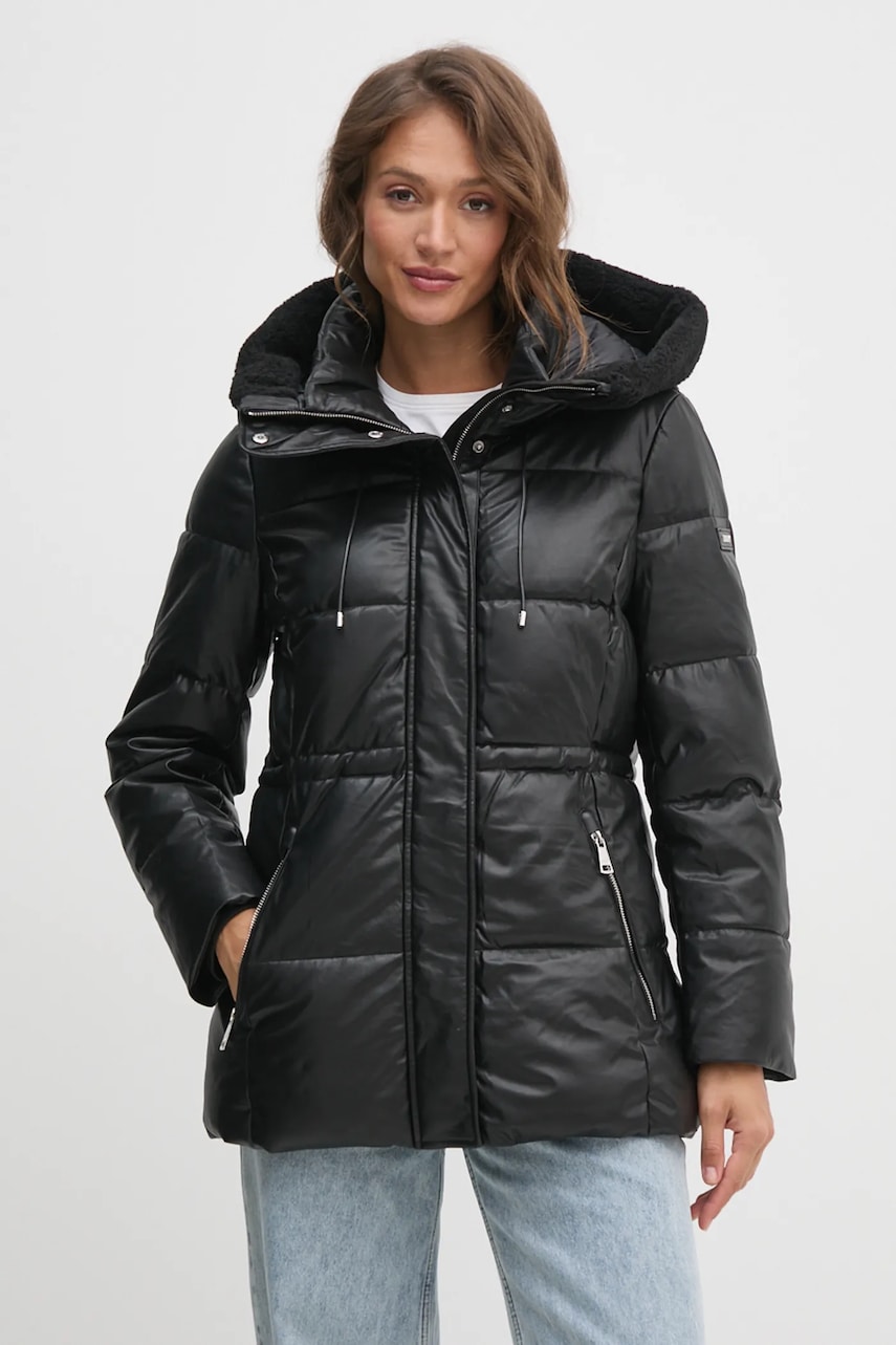 Dkny geaca femei, culoarea negru, de iarna, DLEMPN75 Dkny geaca femei, culoarea negru, de iarna, DLEMPN75