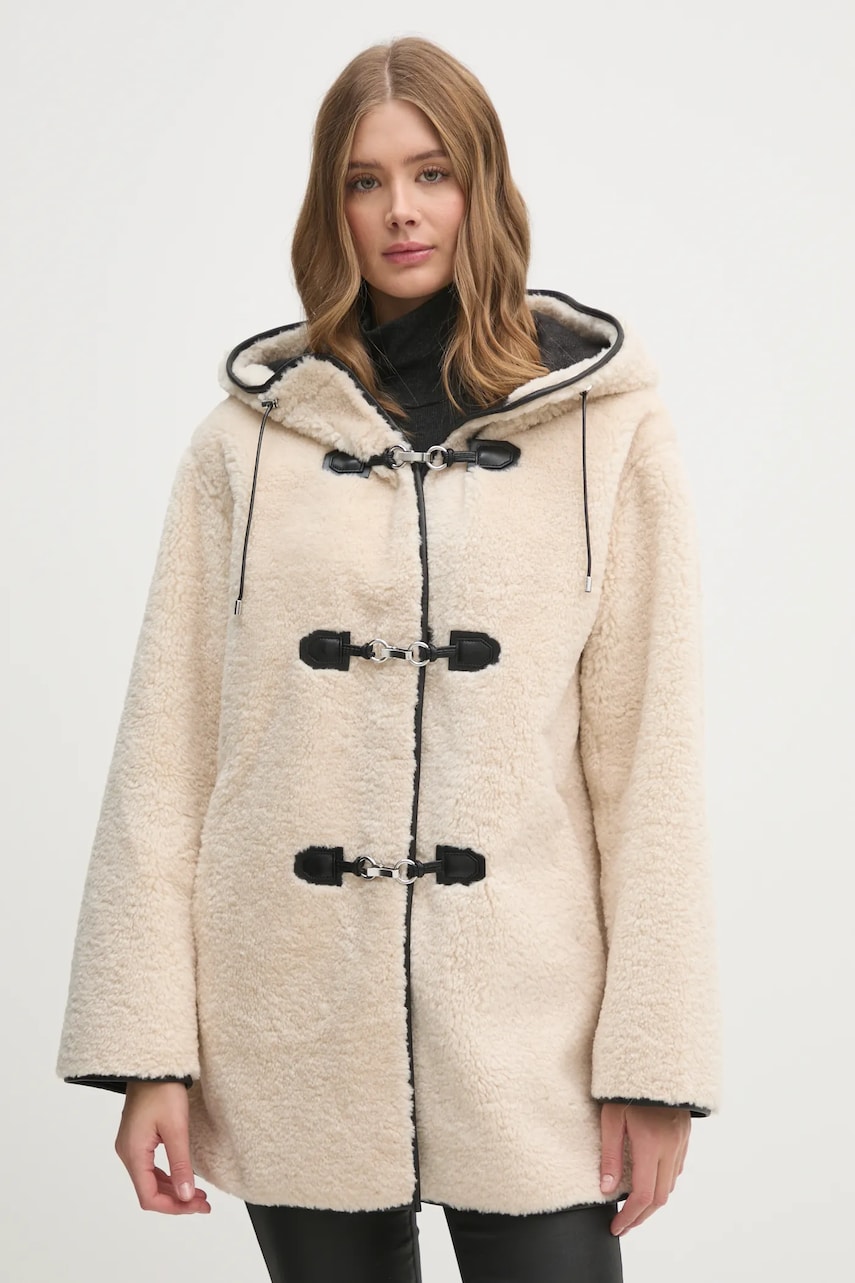 Dkny geaca femei, culoarea bej, de tranzitie, DLEMFV50 Dkny geaca femei, culoarea bej, de tranzitie, DLEMFV50