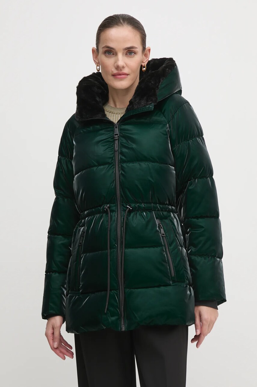 Dkny geaca femei, culoarea verde, de iarna, DLEMPS63